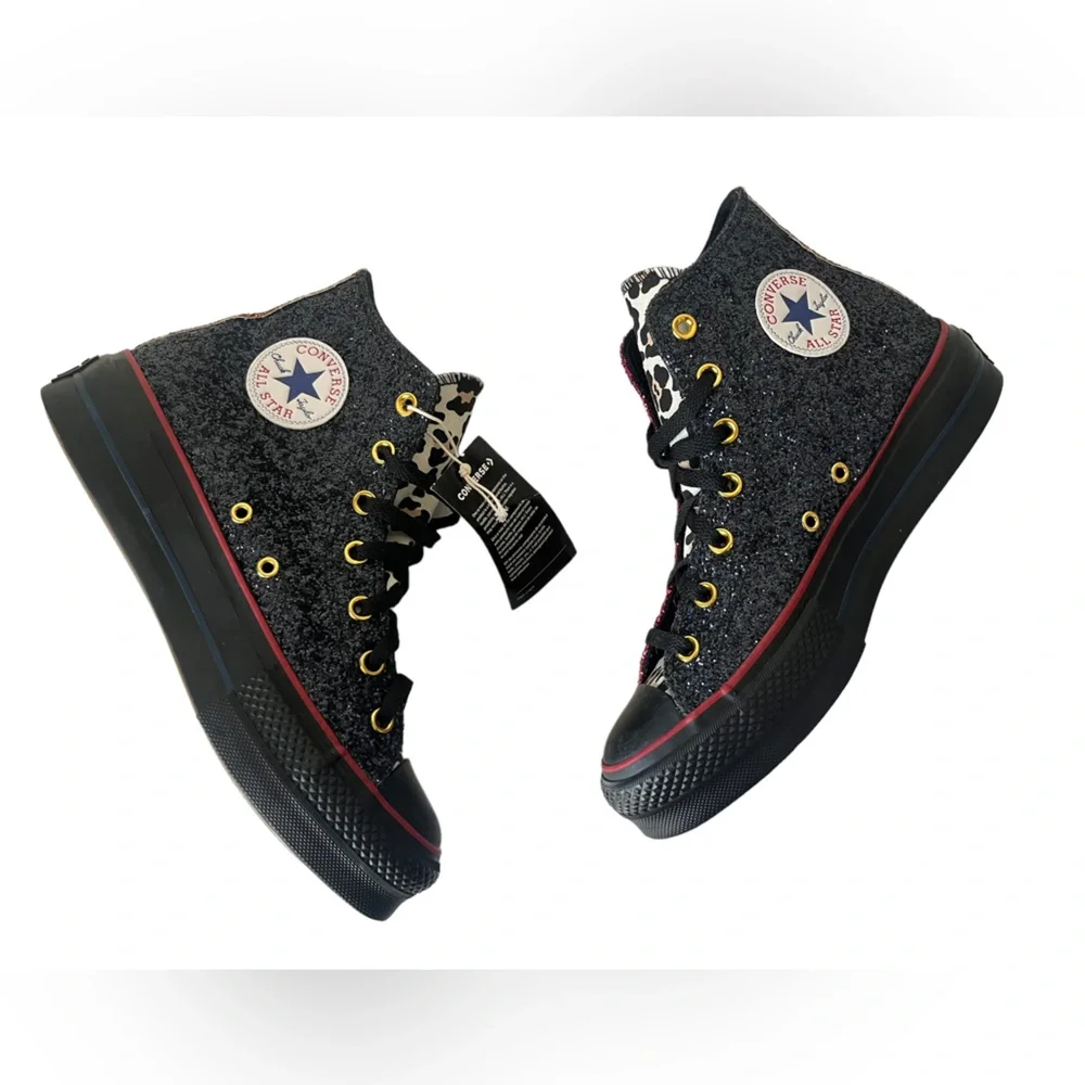 Converse platform glitter high top custom sneakers NWT 9 - Picture 6 of 9